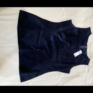 Navy top with black polka dots NWT
